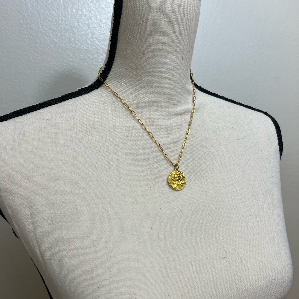 Plunder Gold Necklace with Rose Pendant - Picture 3 of 4